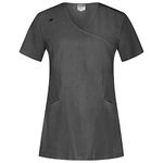 B-well Justina Spandex Scrub Tops & Uniforms for Women Medical Uniforms & Scrubs Spandex Beauty TunicShort Sleeve V-Neck Anti-Wrinkle, Grey Melange, S