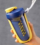 Wolpin Shaker Bottle For Protein Shake Compact Size Gym Bottles Bpa Free Leakproof, 600 Ml Blue Yellow - Plastic