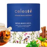 Celeste Green Tea MIND BODY SOUL – Premium Whole Leaf, 100% Natural Ingredients – Cinnamon, Spearmint, Ginger, Holy Basil and Green Tea, 50gm - 20 Cups