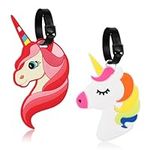 2 Pack Luggage Tags for Travel Suitcase, Cute Unicorn Name Tags Silicone Suitcase Labels Tags Suitcase ID Tag Travel Baggage Identity ID Labels Handbag Tag Labels for Kids Women Girls Boys, Colorful