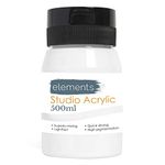 Elements 500ml Acrylic Paint 500 ml Tub - Quick Drying Acrylic Paints with High Pigment and Vibrant Colour Pigment Titanium White