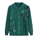 Middle-Aged and Elderly Knitted Cardigan Sweaters - Old Lady Casual Top Grandma Wear Cardigan Coat Jacket Clothing Women's Spring and Autumn Mother Wear Warm Sweater,Green,One Size