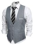 COOFANDY Mens Formal Dress Suit Vest Regular Fit Dress Vest Tuxedo Waistcoat, Light Gray, XX-Large