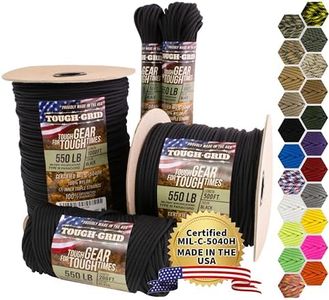 TOUGH-GRID 550 Paracord, 100% Nylon, Made in USA, Type III Mil-Spec 200 ft