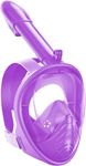 Kids Snorkel Mask Full Face, Snorkeling Gear with Safe Smooth-Breathing System Anti-Fog Leakproof, Wide View Diving Mask Snorkeling Set with Removable Camera Mount and Mesh Bag (Purple)