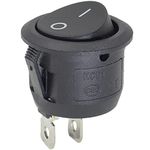 Black Round Rocker Switch 2-Pin I/O Press Toggle Button for Car Auto Boat Marine 6A/250V, 1 Pack