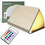 BONNYCO Led Book Light Wooden Folding Lamp with Remote Control, 16 Colours & Timer Table Book Lamp Night Light Perfect for Home, Office & Room Decor | Christmas & Birthday Gifts for Men Women