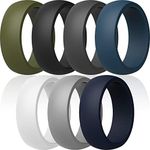 ThunderFit Mens Silicone Rings Wedding Bands Classic & Middle Line 8.7mm Wide 2mm Thick - 1/4/7 Variety Multipack (Pack G, 7.5-8 (18.2mm))