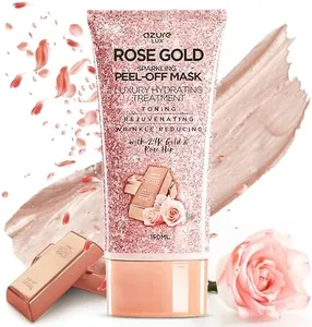 AZURE Rose Gold Hydrating Peel Off Face Mask- Dermatologist Tested - Anti Aging, Toning & Rejuvenating - Removes Blackheads, Dirt & Oils - Real 24K Gold & Rose Hip Oil - 5.07 fl.oz.