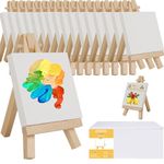 Gredak Mini Canvases for Painting with Easel Set, Pack of 18,3 x 3 Inches Mini Canvas and 18pcs 5" Mini Easel, Small Canvas,Art Supplies for Acrylic Pouring and Oil Painting