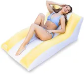 Comfy Floats Giant Inflatable Luxury Chaise Lounger, Chair Pool Float for Adults - White and Yellow