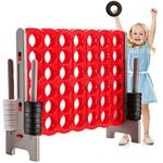 Costzon Giant 4-in-A-Row, Jumbo 4-to-Score Giant Games for Kid Adult, Indoor Outdoor Party Family Connect Plastic Game, 4 Feet Wide 3.5 Feet Tall w/42 Jumbo Rings & Quick-Release Slider (Red & Gray)