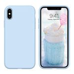 DUEDUE Case Compatible with iPhone Xs Max Case,Liquid Silicone Soft Gel Rubber Slim Cover Microfiber Cloth Lining Cushion Shockproof Protective Case for iPhone Xs Max for Women Men,Blue