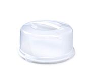ACCURATE Plastic Cake Carrier with Lid & Locking Clips – Round Cake Box with Handle, Dishwasher Safe PP Material, Durable Cake Holder for Transport & Storage, Holds Cakes up to 30cm – White