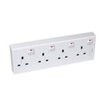 13A Switched Power Socket Converter 1/2 Gang to 4 Gang, White