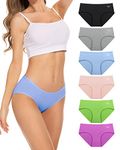 PULIOU Womens Underwear Multipack Knickers Ladies Pants Mid Rise Soft Cotton Panties Briefs Breathable Comfy Stretchy Basic pack of 6