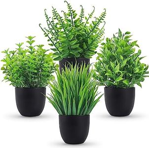 Der Rose Fake Plants 4 Packs Artificial Plants Small Faux Plants Black Bathroom Accessories for Bathroom Home Office Table Decor Indoor