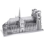Piececool 3D Metal Puzzle for Adults, Notre Dame De Paris Church Metal Model Kit, French Cathedral Architecture Building Kits, Great Birthday Gifts (Silver)