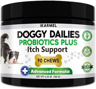 iKARMEL Doggy Dailies Probiotics for Dogs | Canine Supplements for Digestive and Immunity Support | Skin Health and Itch Relief | Vitamin Treats for Dogs | Probiotic (90 Chews)