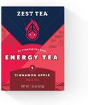 Zest Tea Premium Energy Hot Tea, High Caffeine Blend Natural & Healthy Traditional Coffee Substitute, Perfect for Keto, 150 mg Caffeine per Serving, Apple Cinnamon Black Tea, Box of 15 Sachet Bags