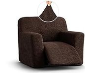 PAULATO BY GA.I.CO. Recliner Slipcover - Recliner Chair Cover - Soft Polyester Fabric Slipcover - 1-Piece Form Fit Stretch Furniture Protector - Microfibra - Dark Brown (Recliner Cover)