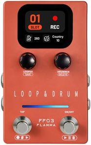 FLAMMA FF03 Looper Pedal Drum Machine, Drum Looper Guitar Pedal with LED Indicators, 160 Min Recording, 121 Drum Grooves, 40 Loop Slots, Undo/Redo, Fade Out, Sync Mode, USB & Headphone Out