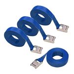 Amazon Basics Tie-Down Ratchet Straps, 2.5M Long, 25mm Wide, 150kg Load Capacity - Blue (4-Pack)