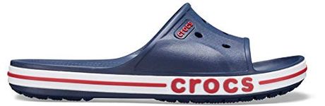 Crocs Unisex-Adult Bayaband Slide Sandals, Navy/Pepper, 14 Women/12 Men