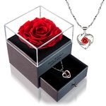 LOVAPPY Eternal Enchanted Preserved Rose with Necklace - Infinity Rose in Love Box - Made from Real Fresh Beauty Rose - Romantic Gifts for Her, Female, Mom (Red)