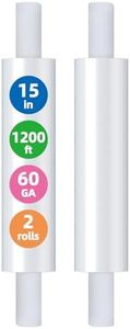 15in Stretch Wrap Roll - Heavy Duty Industrial Strength 15" 1200ft with Extended Cardboard Handles, Clear Cling Shrink Wrap Film Roll 60 Gauge - Ideal for Furniture, Moving, Pallet Packing(2 Rolls)