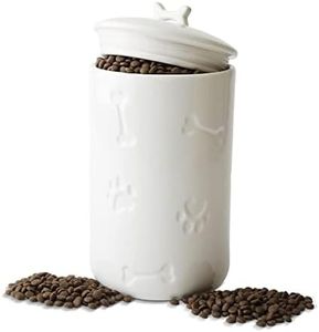 NIXBYO Dog Treat Container Airtight - 9"x5" Large Ceramic Dog Treat Jar for Kitchen Counter, White Dog Cookie Jar with Lid - Farmhouse Style Dog Treat Storage Container for Dogs, Cats, Pets