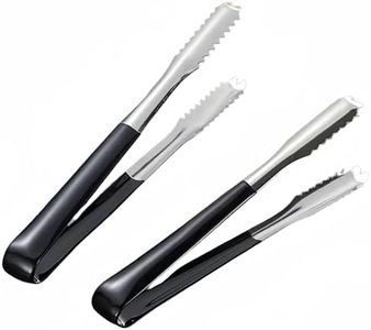 2 Pcs Stainless Steel Ice Tongs,6Inch Heat-Resistant Food Tongs with Black Silicone Handles - Ideal for Ice Cubes, Fruits, Milk Tea, Sugar Cubes, Home Kitchen Use