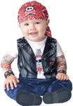 Fun World InCharacter Baby Born to be Wild Biker Costume, Black/White, Small