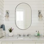 ANDY STAR Brush Nickel Bathroom Mirror, 20x33 Oval Silver Mirrors, Oval Wall Mirror, Oval Vanity Mirror Metal Frame for Bathroom, Bedroom, Living Room, Entryway, Hang Vertical or Horizontal