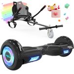 MEGA MOTION 6.5-inch Hoverboards with Hoverkart for children and teenagers, self-balancing, Eclectic Scootereasy to control, non-slip design, with LED lights and Bluetooth speaker.
