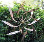 Stanwood Wind Sculpture Kinetic Copper Wind Sculpture, Dual Spinner Dancing Willow Leaves