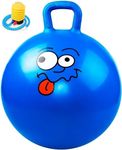 YHK Hopper Ball, Hopping Toys for Kids, 18inch Bouncy Ball with Handle for Boys Girls Aged 6+, Inflatable Dinosaur Bounce Hopper Toy with Pump (65cm) (Blue)