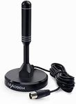 LEADSIGN Portable Indoor/Outdoor TV Aerial with Magnetic Base, 360°Reception High Gain Digital Freeview TV Antenna, 4K 1080P VHF UHF (Black)