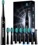 Electric Toothbrush, Sonic Toothbrushes with 8 Brush Heads 40000 VPM 5 Modes, Sonic Toothbrushes Fast Charge 4 Hours Last 30 Days (Black)