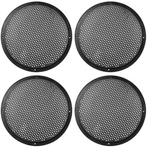 X AUTOHAUX 4pcs 8'' Plastic Audio Speaker Cover Mesh Subwoofer Grill Horn Guard Decorative Circle Grille Protector Black for Car