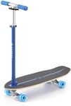 Debroo 2-in-1 Kids Skateboard & Lean-to-Steer Scooter with Detachable Handlebar, LED Light-Up Wheels, Adjustable Height – Beginner Surf Skateboard for Ages 3+, Blue