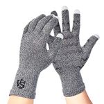 Vital Salveo-Touchscreen Full Finger Compression Arthritis Gloves with Non-Slip for Pain Relief-Rheumatoid, Osteoarthritis Carpal Tunnel Aches (Pair)-Light Grey-S