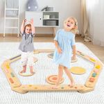 aiwo Kids Balance Beam and Stepping Stones, Montessori Toddler Balance Toys, Toddler Balance Beam Obstacle Course Build Coordination