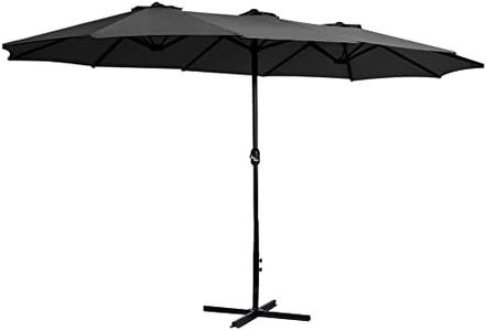 Instahut Outdoor Umbrella 4.57m Black Pole Stand, Sun Beach Garden Patio Camping Tent Gazebo Canopy Double Shading, Water Resistant and UV Steel Frame