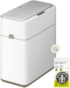 EKO Automatic Bathroom Trash Can with Lid, 2.1 Gallon Touchless Garbage Bin with Removable Bucket, Slim Stainless Steel Garbage Bin, Motion Sensor Trash Can for Bathroom, Bedroom, Office, White