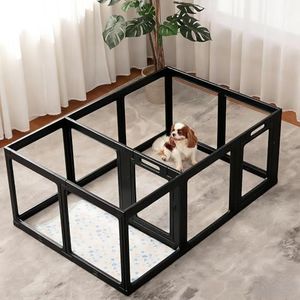 ClimbHope Clear Acrylic Dog Playpen Indoor, Puppy Cat Small Pet 2 Room Play Pen, Pet Cat Playpen for Rabbits, Dog Fence Crate Kennel Whelping Cage (24", Black, 12 Panel)