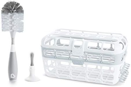 Munchkin Baby Bottle & Small Parts Cleaning Set, Includes High Capacity Dishwasher Basket & Bristle Bottle Brush, Grey