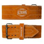 Aurion by 10 club Sued Leather Powerlifting Gym Belt-Large | Weight Lifting Belt for Heavy Workout for Men & Women | Professional Heavy Weight Lifting Belt - Brown