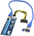 JSER PCI-E 1x to 16x Mining Machine Enhanced Extender Riser Adapter with USB 3.0 & 6Pin Power Cable