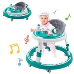 Forroby 3 in 1 Baby Walker,Height Adjustable,Multifunctional Foldable Kids Push Walker Sit and Stand with 360° Quiet Wheels,Dinner Tray and Game Play Center(with Music), Gift for Girls Boys 6 Months+